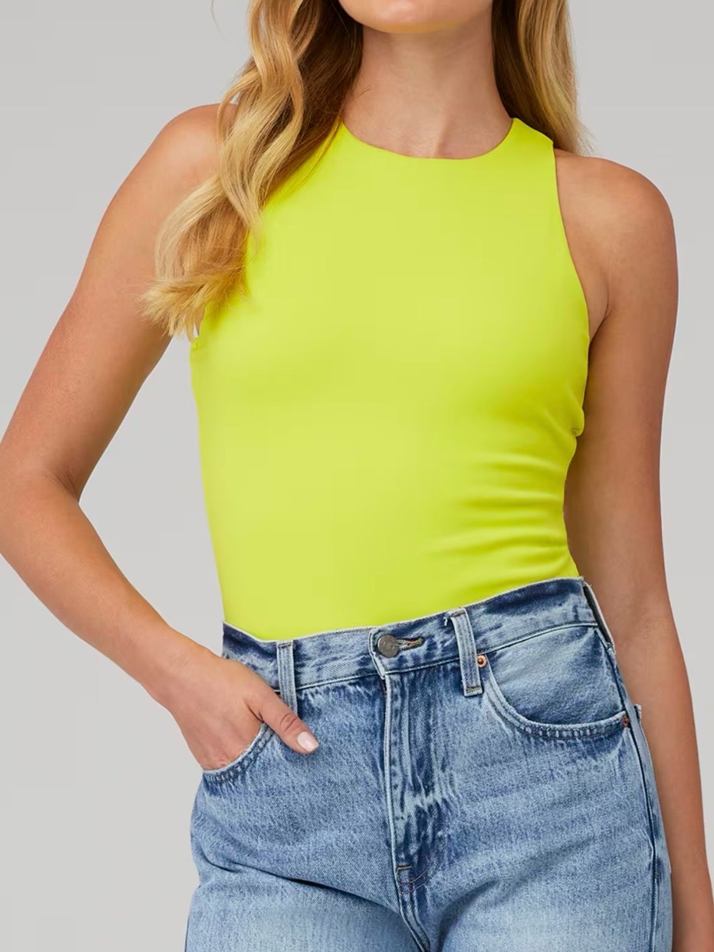 Show Me Your Mumu Neon Lime High Neck Bodysuit Sz XS
